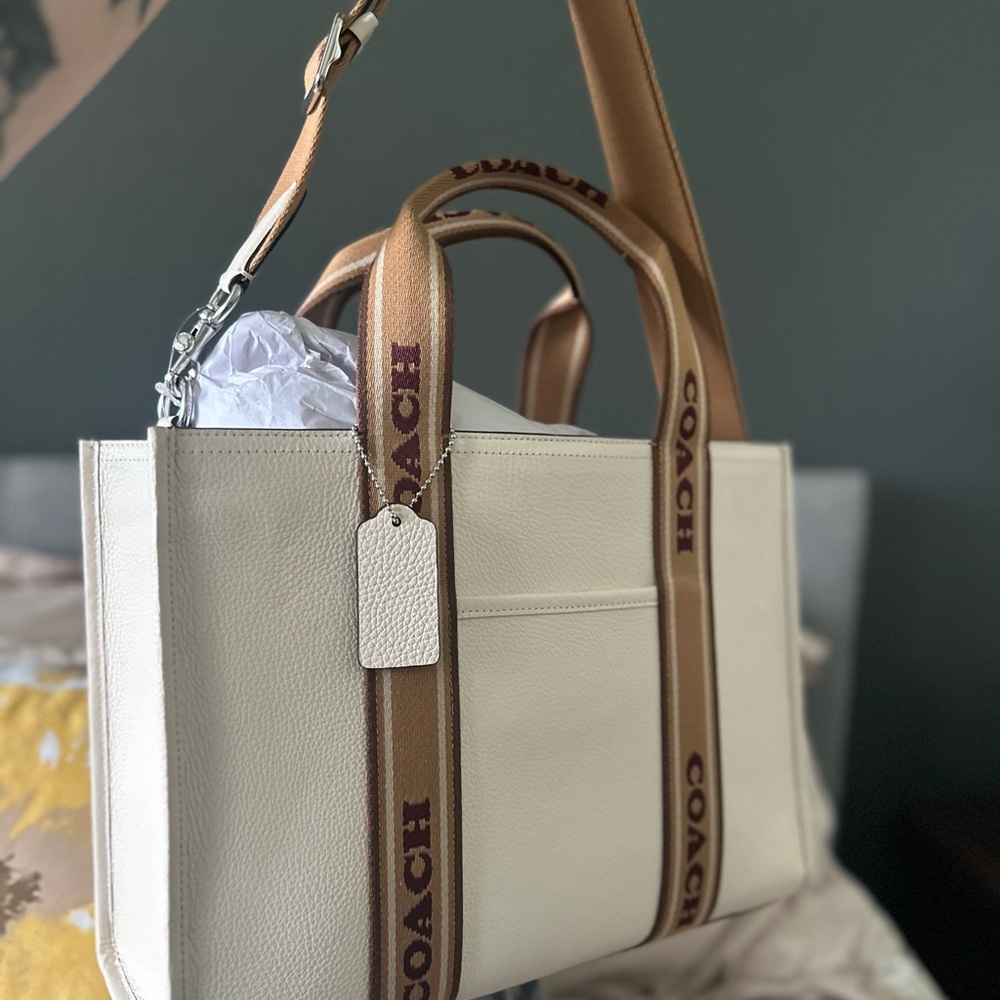 Coach Cream and Tan Tote Bag